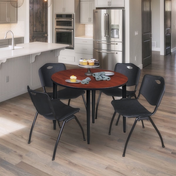 Regency Kahlo Round Table & Chair Sets, 42 W, 42 L, 29 H, Wood, Metal, Plastic Top, Cherry TPL42RNDCHBK47BK - main